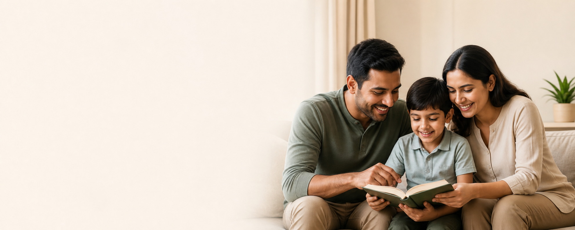 Family discussing child wellbeing