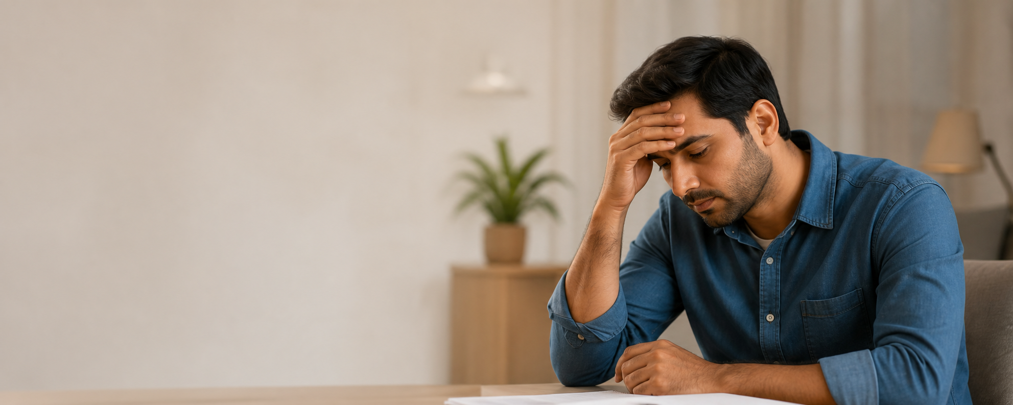Man feeling tired and stressed at a desk