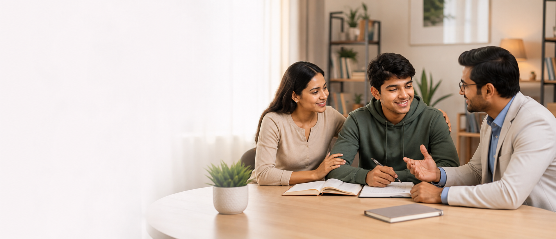 Indian teenager receiving supportive mental wellness guidance with his mother